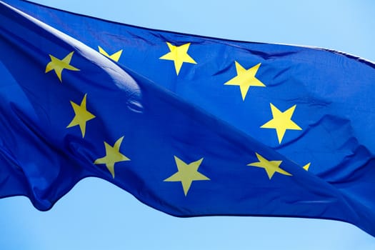 European flag waving in the wind.