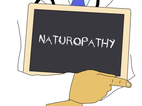 Illustration: Doctor shows information: naturopathy