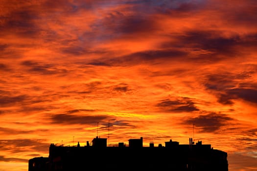 Stunning sky over a building, at twilight