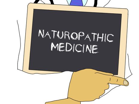 Illustration: Doctor shows information: naturopathic medicine