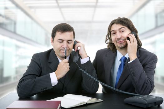 business team working at a desk at the office