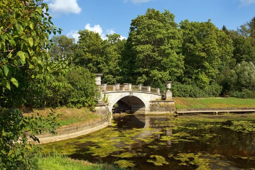 Visconti Bridge built in 1803, project by Vincenzo Brenna in Pavlovsk Park, Saint Petersburg, Russia