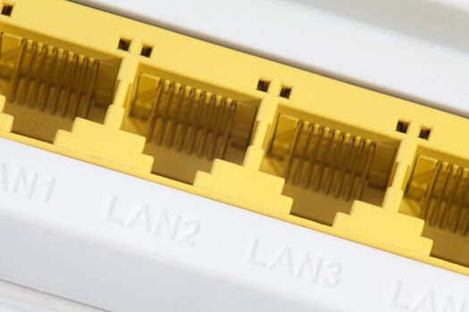 Internet port and four LAN ports on modem