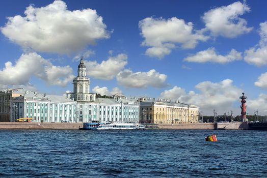 Kunstkammer Building, now is Peter the Great Museum of Anthropology and Ethnography located on the Universitetskaya Embankment in Saint Petersburg, facing the Winter Palace, Russia