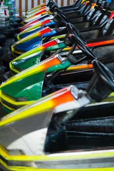 Electric cars in amusement park waiting for action!