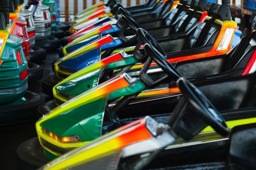 Electric cars in amusement park waiting for action!