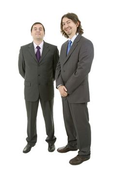 two young businessmen full body, isolated on white