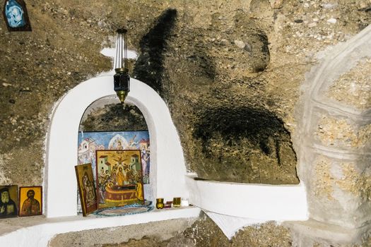 Religious pictures in a Greek monastery