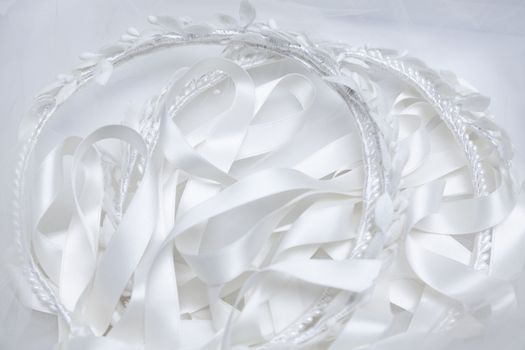 Bridal wreaths with ribbons