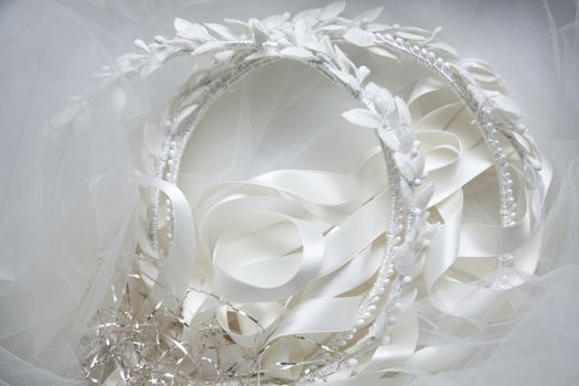 Bridal wreaths with ribbons