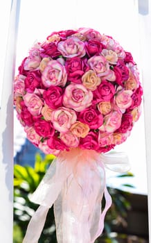 bride with a wedding bouquet