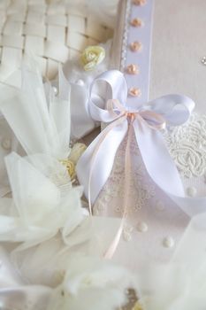 Wedding Book of Wishes decorated with ribbons and dried flowers