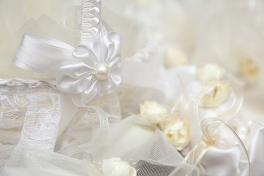 Wedding decoration with ribbons and dried flowers