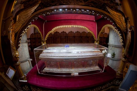 THESSALONIKI, GREECE - MARCH 16: Greek orthodox church interior, saint Demetrios of Thessaloniki on March16, 2012. It is part of the site Palaeochristian and Byzantine Monuments of Thessaloniki