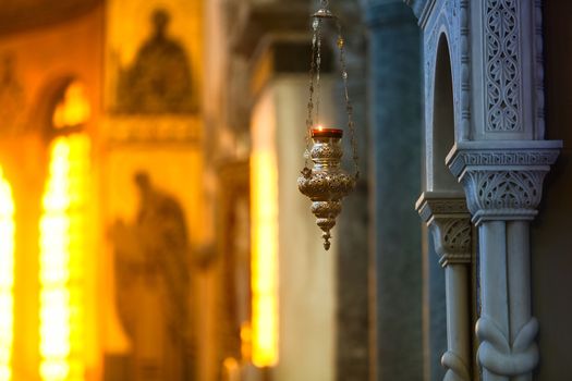 THESSALONIKI, GREECE - MARCH 16: Greek orthodox church interior, saint Demetrios of Thessaloniki on March16, 2012. It is part of the site Palaeochristian and Byzantine Monuments of Thessaloniki