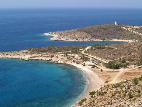 Tigani is one of the less known beaches of Chios, located on the west coast.
Driving from the town of Chios to the village Sidirounta, a detour to the west (road) leads there.