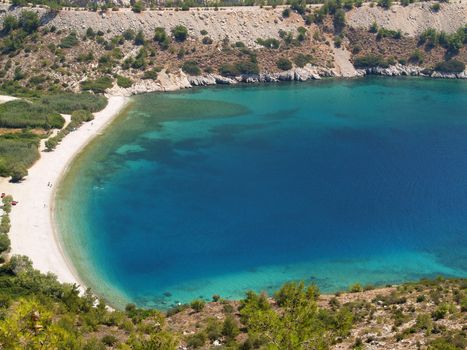 One of the most beautiful beaches of Chios island in Greece, beach of Elinda