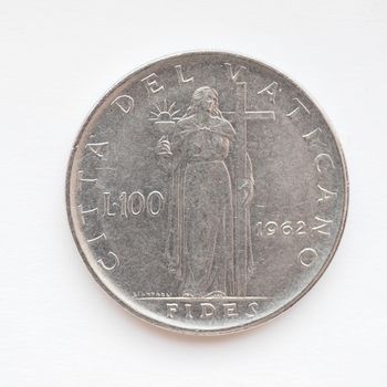 Old Vatican liras coins now withdrawn and replaced by Euro