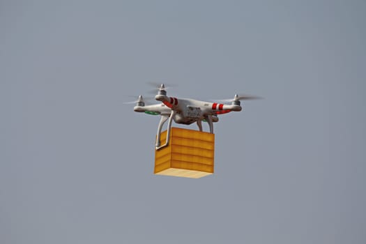 Air drone carrying carton box for fast delivery concept