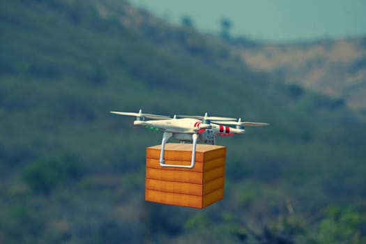 Air drone carrying carton box for fast delivery concept