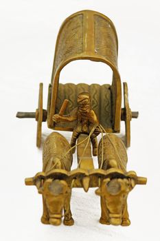 Antique Finish Brass Bullock Cart Sculpture
