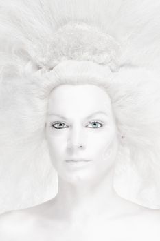 Portrait of a Woman with White Wig Posing as The Snow Queen