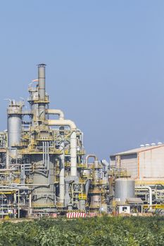 Silos in chemical factory with blue sky 