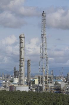 Oil and chemical area with cloud sky