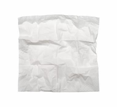 Square used napkin, isolated on white. With clipping path