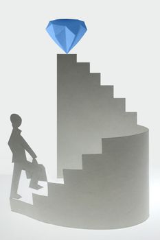 Businessman stepping up a staircase