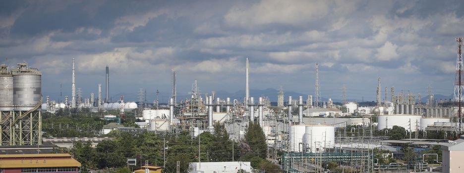 View of refinery industrial factory with cioud sky