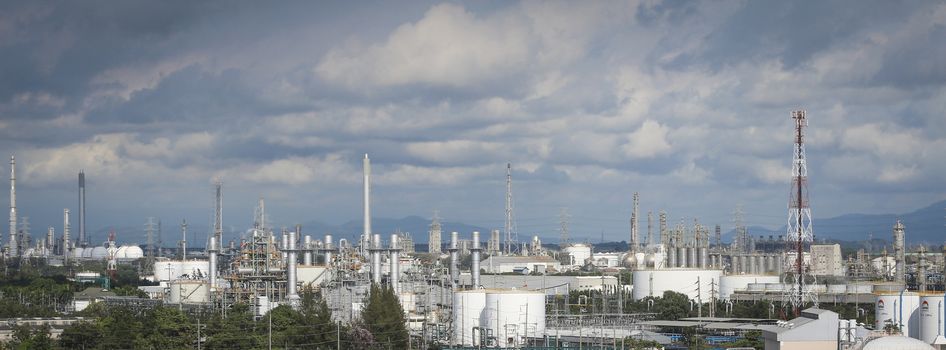 View of refinery industrial factory with cioud sky