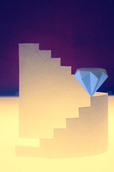 paper composition with stairs and Diamond