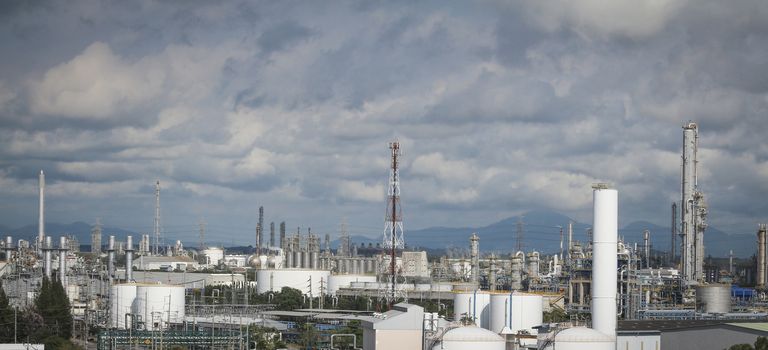 View of refinery industrial factory with cioud sky