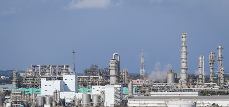 View of refinery industrial factory with cioud sky