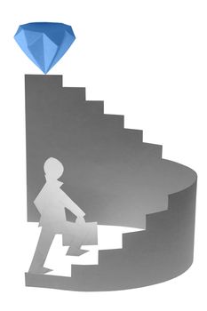 Businessman stepping up a staircase