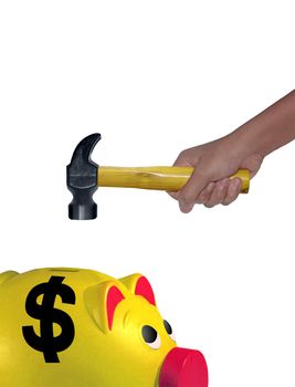 Hammer hitting a Piggy Bank