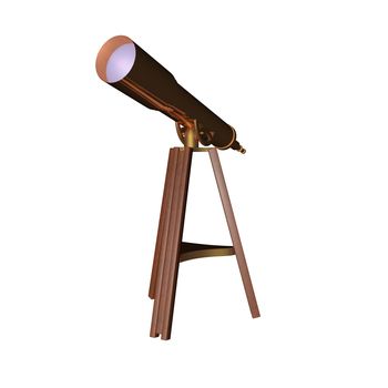 Bronze telescope isolated over white, 3d render