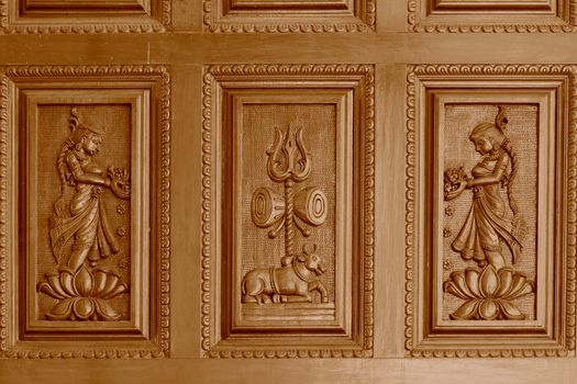 Designed Part, Carving at Shrinath Mhaskoba Temple, Kodit, Sasvad, Maharashtra, India.