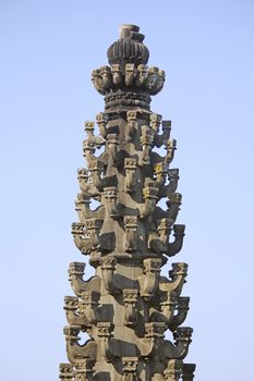 Deepmala (Light pillar) at Changwateshwar Temple near Saswad, Maharashtra, India