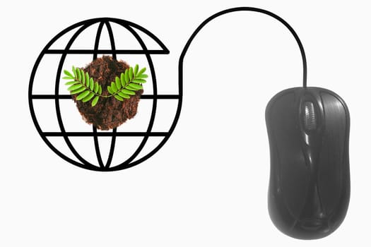 Plant depicted by computer mouse cable