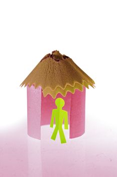 Paper house with paperman, Concept