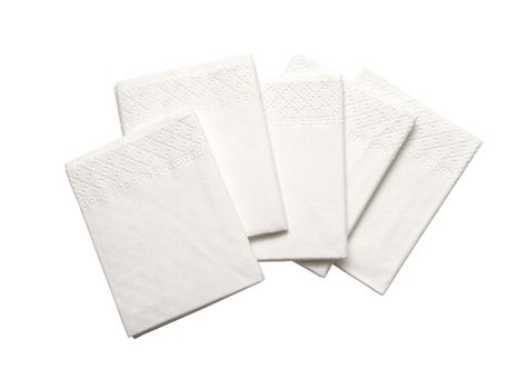 White Paper Napkins Isolated on White Background