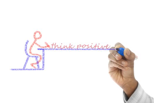 Think Positive written  on transparent wipe board