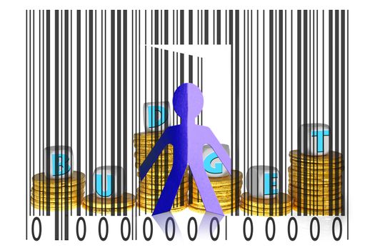 Paperman coming out of a bar code with Budget word