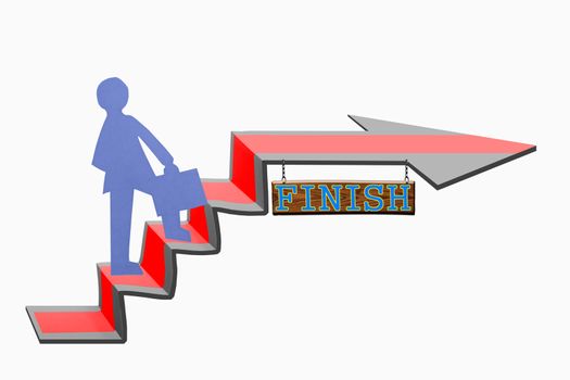 Businessman stepping up a staircase