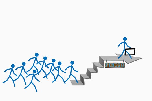 Businessmen stepping up a staircase