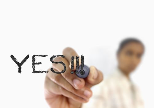 YES written on glass