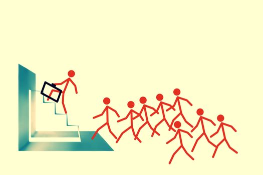 Businessmen stepping up a staircase