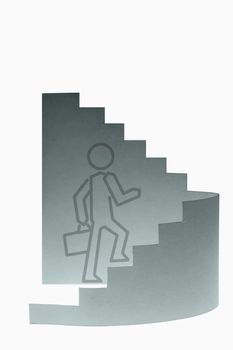 Businessman stepping up a staircase